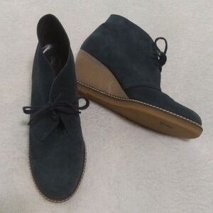 J. Crew MacAlister Dark Teal Suede Chukkas Wedge Booties NWOB